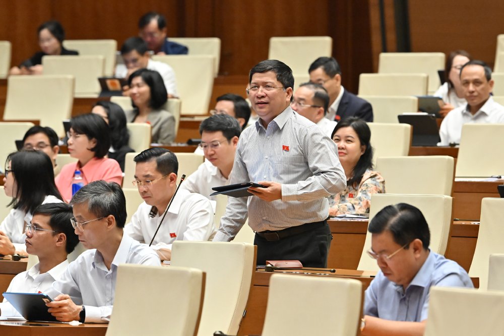 Đại biểu Tạ Văn Hạ phát biểu. Ảnh: Phạm Đông