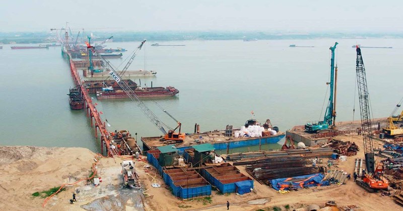 Tiến độ thi công 2 cầu vượt sông Hồng thuộc Vành đai 4