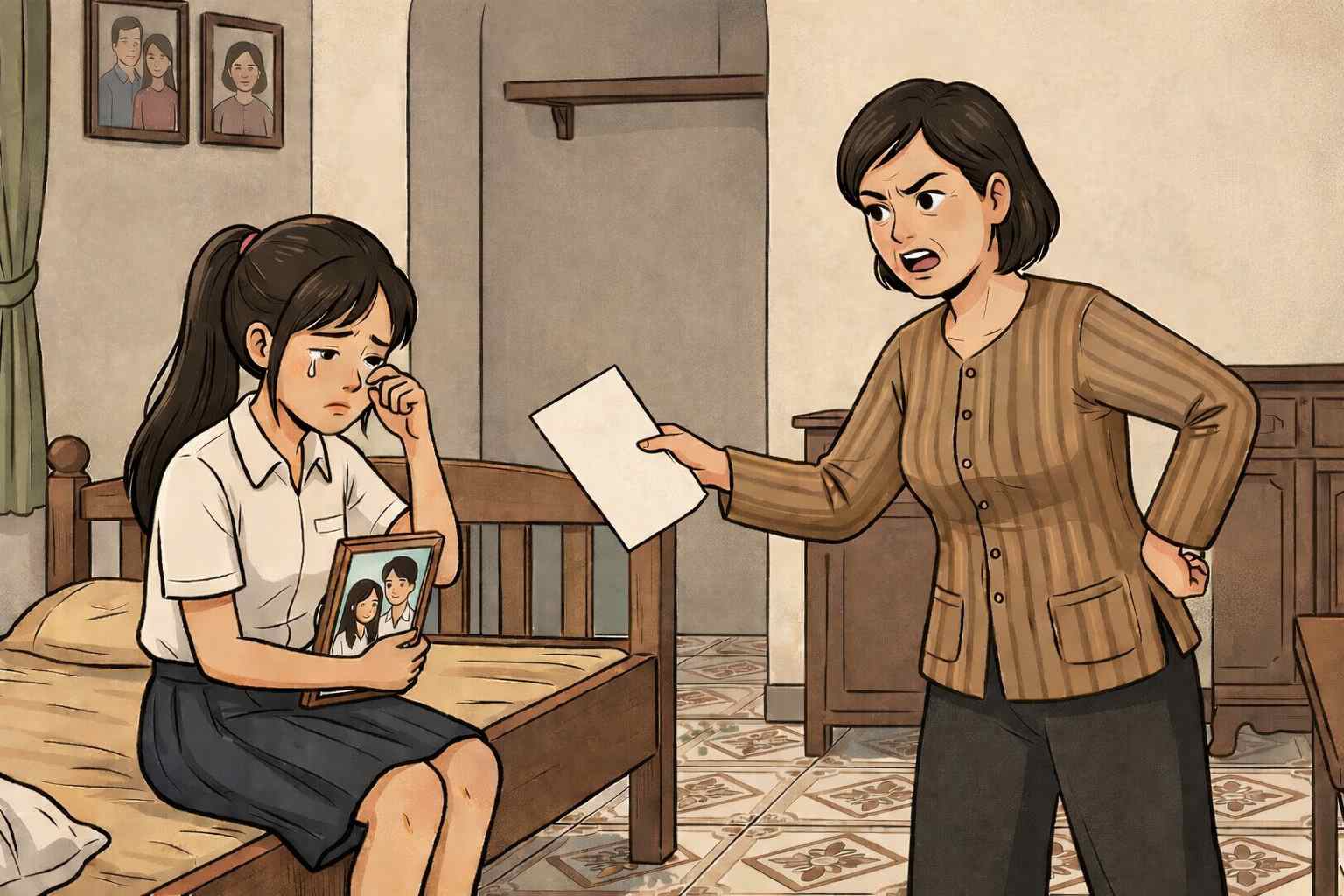 Loving each other for 5 years, the girl had to break up with her boyfriend because she was forced by her family due to "age incompatibility". Photo: AI/Pham Ngoc