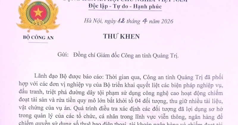 Bộ Công an khen ngợi Công an Quảng Trị vì phá án công nghệ cao