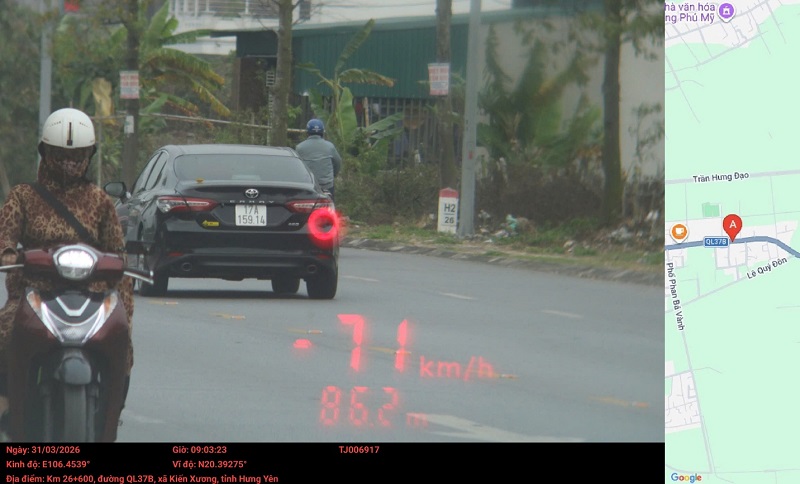 Car owner fined remotely in Hung Yen. Photo: Hung Yen Police