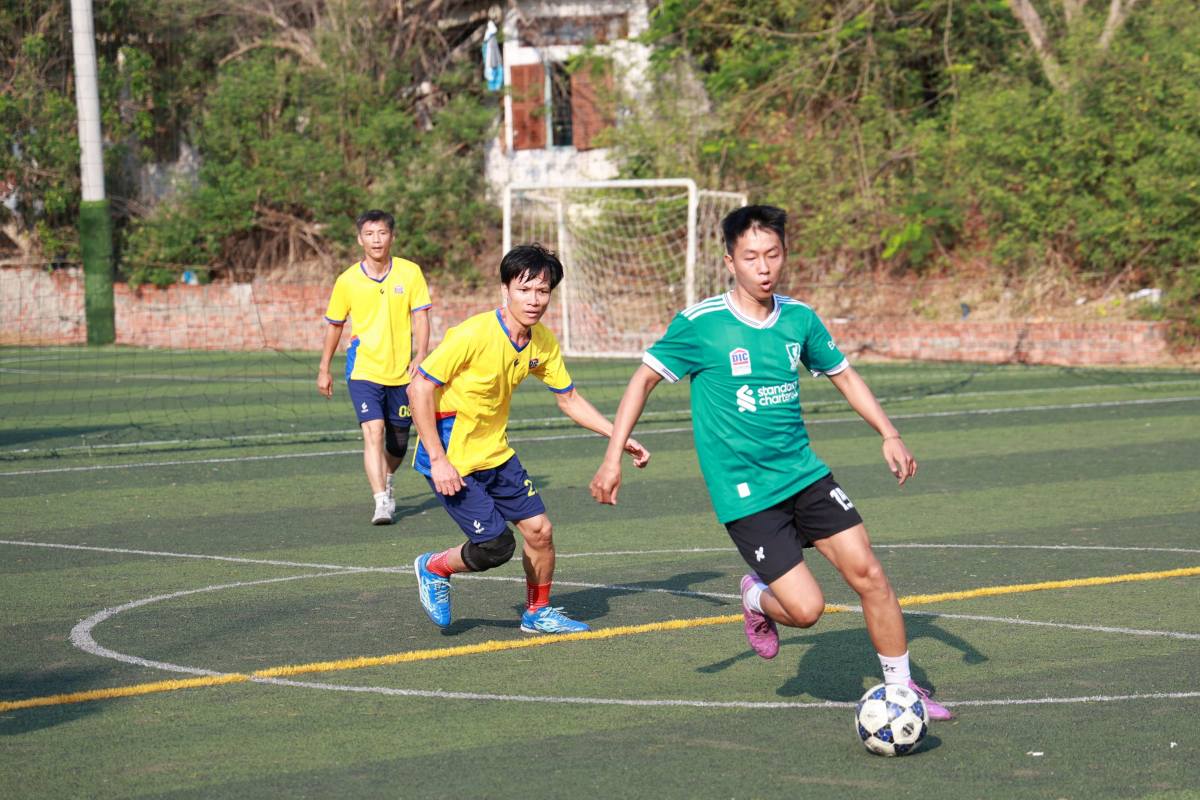 Union members and workers compete in the football tournament organized by the Trade Union. Photo: CDDIC