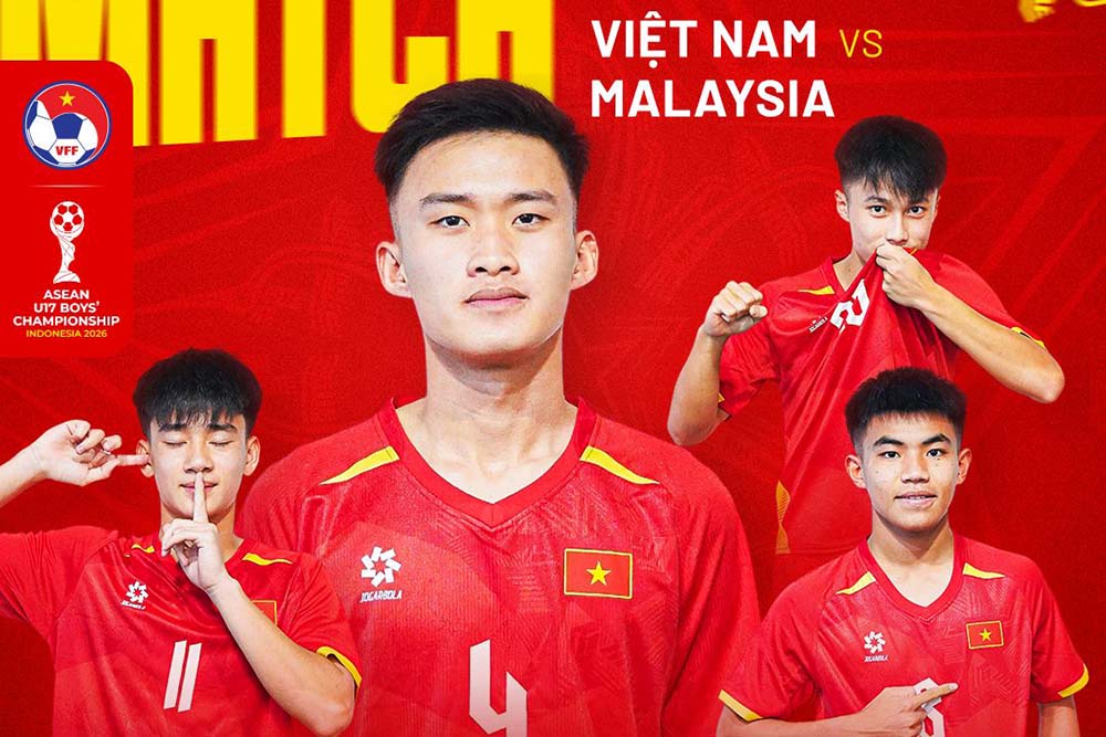 U17 Vietnam faces U17 Malaysia in the opening match of the 2026 U17 Southeast Asian Championship. Photo: VFF