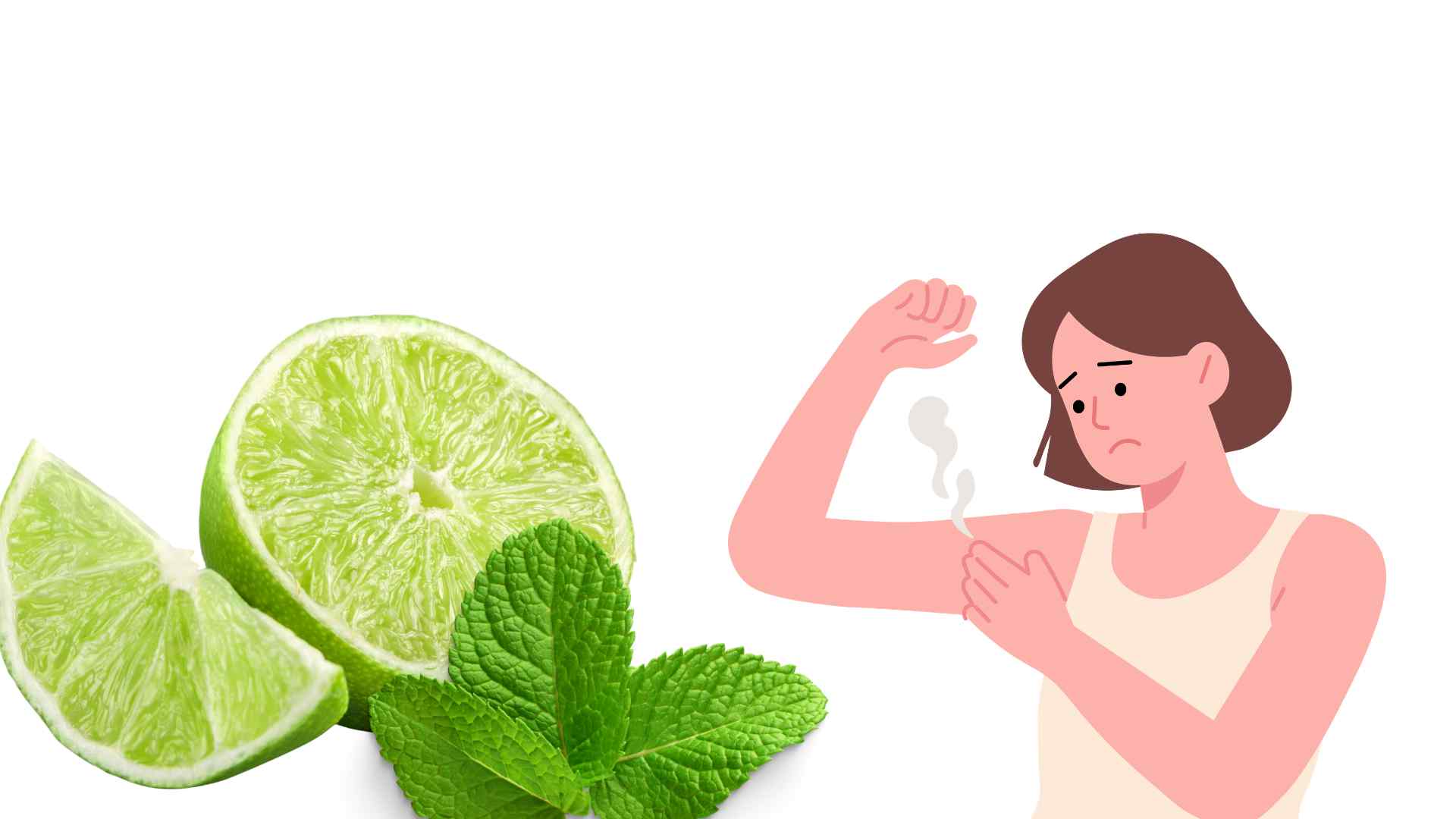 Lemon and mint leaves when combined can help eliminate body odor. Graphic photo: Huong Son