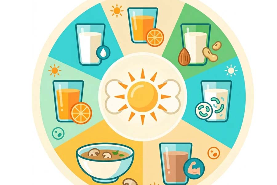 Tipos de bebidas más ricas en vitamina D que el zumo de naranja. Gráfico: Thiện Nhân