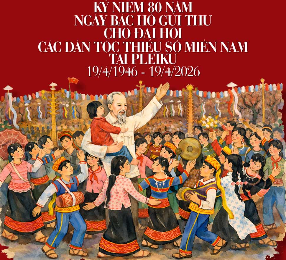 Gia Lai promotes propaganda activities to celebrate the 80th anniversary of Uncle Ho's Letter to the Congress of Southern ethnic minorities in Pleiku (April 19, 1946 - April 19, 2026). Photo: Department of Culture, Sports and Tourism