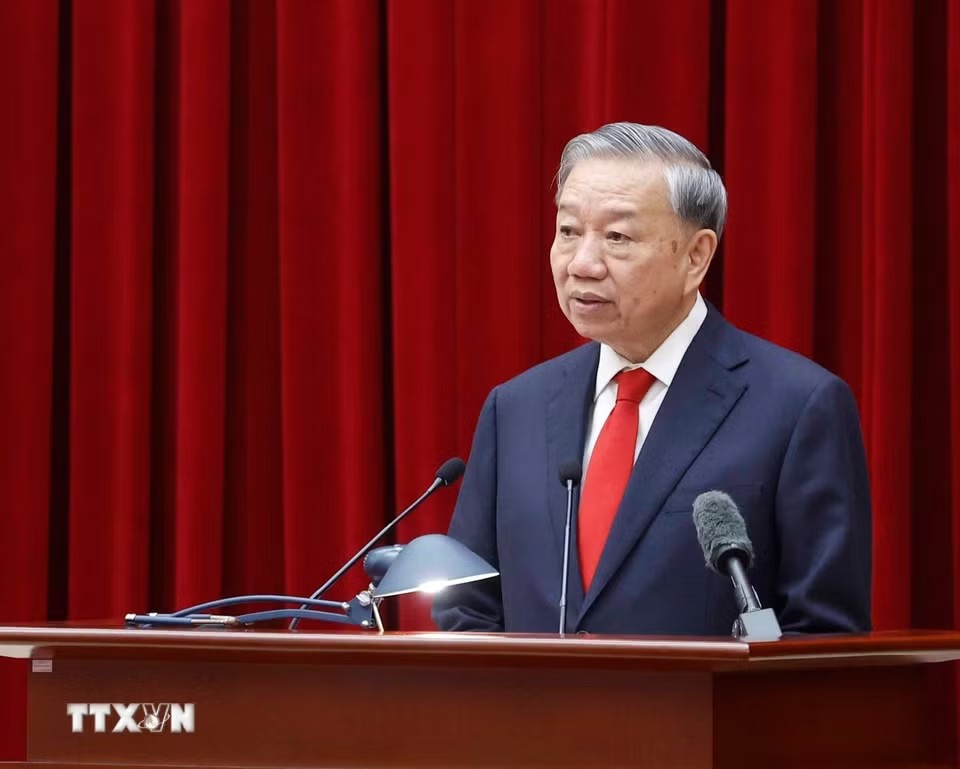 Tổng Bí thư, Chủ tịch nước Tô Lâm phát biểu chỉ đạo tại Hội nghị. Ảnh: TTXVN