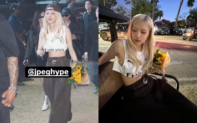 Rosé xuất hiện trong ngày đầu của Coachella 2025 với set đồ denim đến từ thương hiệu Việt LATUI ATELIER. Ảnh cắt từ video