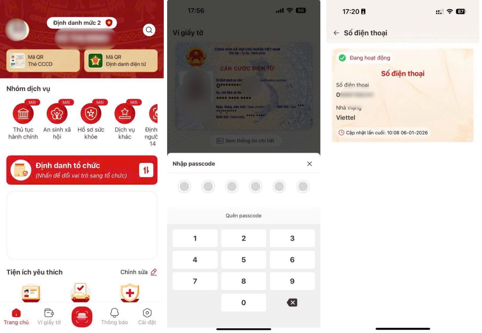Cách kiểm tra số điện thoại đã xác nhận sử dụng trên VNeID. Ảnh: VGP