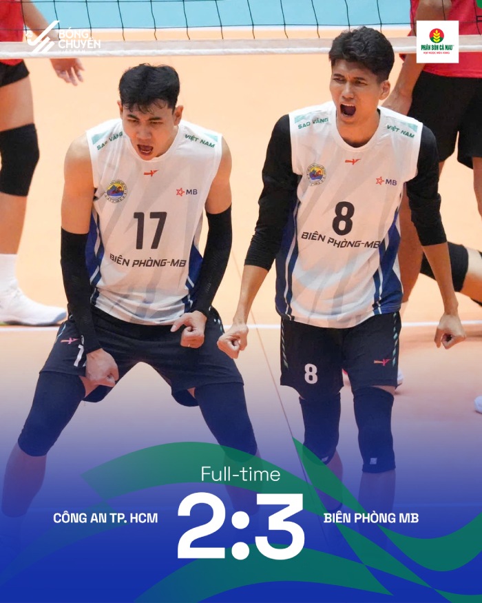 Biên Phòng lội ngược dòng đánh bại Công an TPHCM. Ảnh: Bóng chuyền Việt Nam