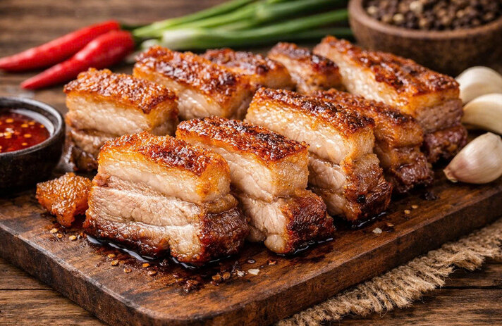 Pork belly is fatty but easily raises blood fat. Graphics: Huong Giang