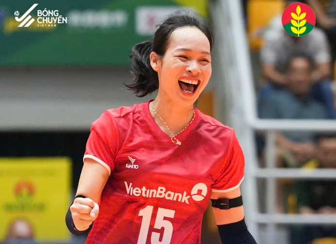 Vietinbank meets Geleximco Hung Yen at the national volleyball tournament. Photo: BCVN