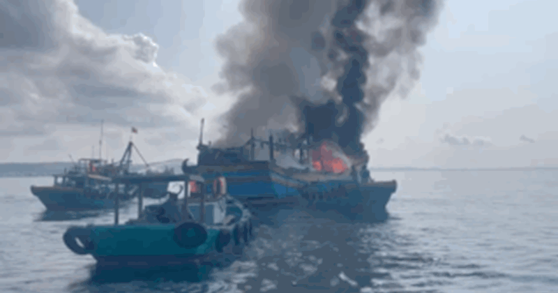 Cháy tàu cá trên biển Phan Thiết