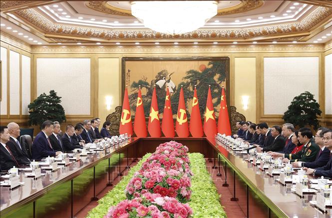 General Secretary and President To Lam and General Secretary and President of China Xi Jinping hold talks. Photo: VNA