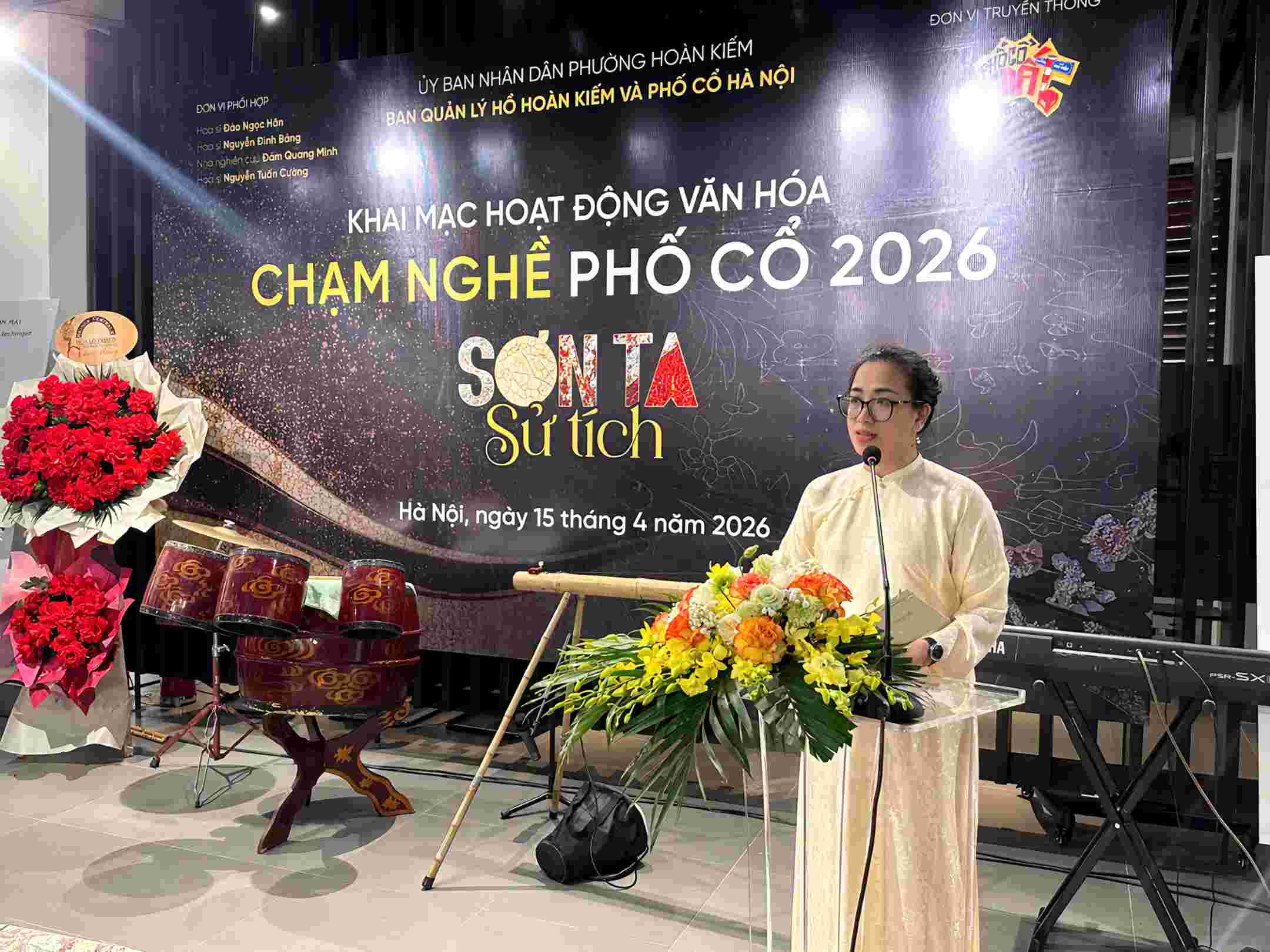 Bà Ngô Thị Thùy Dương - Trưởng Ban Quản lý Hồ Hoàn Kiếm và Phố cổ Hà Nội phát biểu Ảnh: Yến Nhi