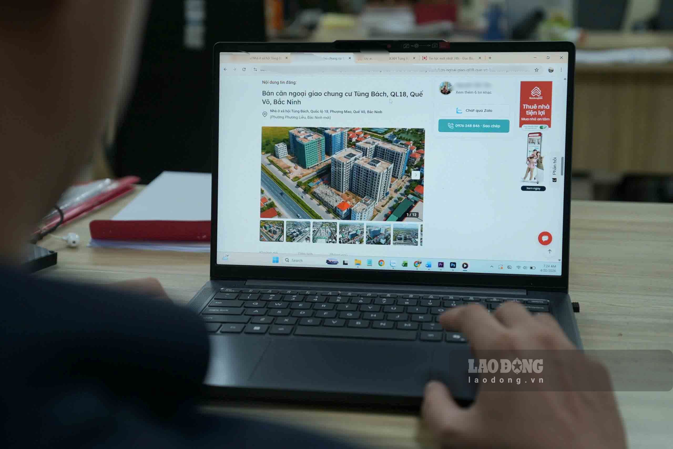 Trang web đăng tải tin rao bán suất ngoại giao nhà ở xã hội Tùng Bách (Bắc Ninh). Ảnh: PV
