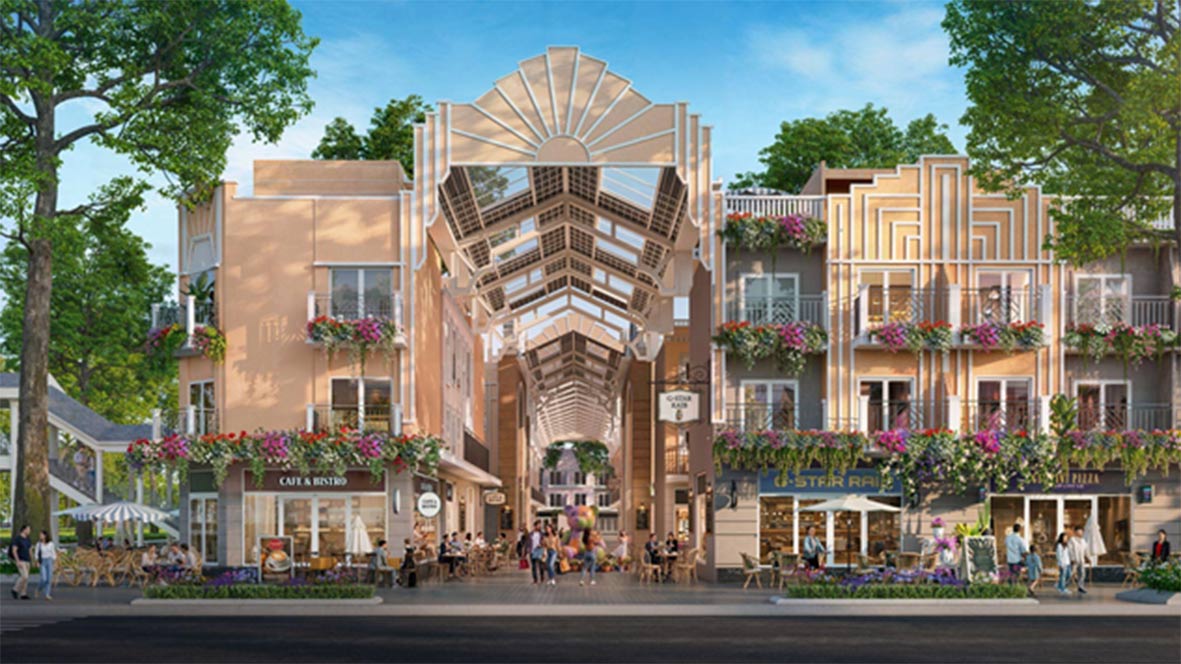 Shophouse 2 mặt tiền kết hợp phố đi bộ có mái che là sản phẩm đặc biệt chỉ có tại các dự án của Eurowindow Holding. Ảnh: Eurowindow 