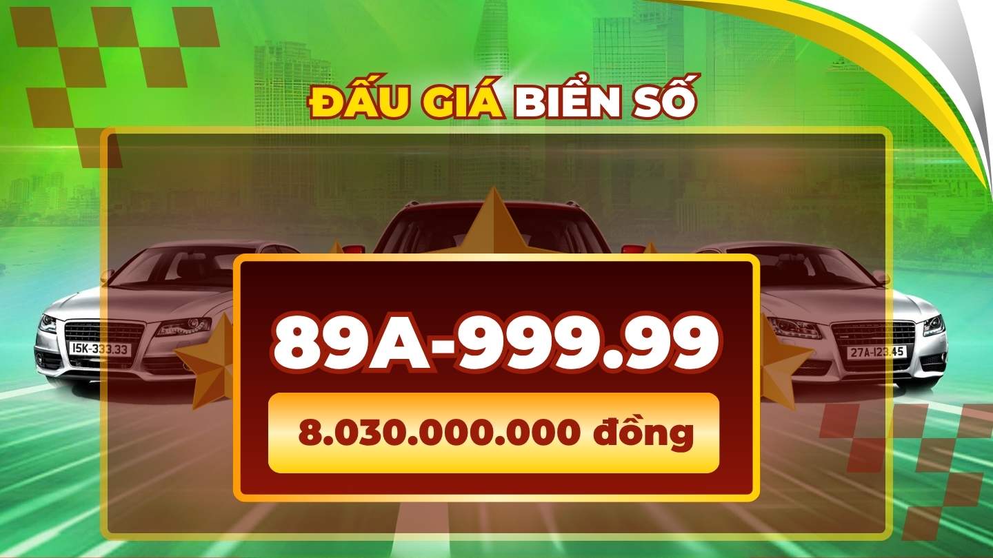 ナンバープレート89A-999.99は、4月15日のナンバープレートオークションで80億ドン以上で落札されました。