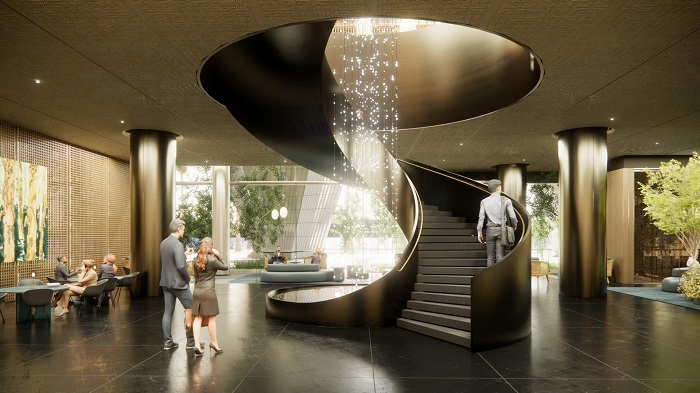 Thiết kế bên trong trung tâm Hội nghị APEC Phú Quốc. Sun Group hợp tác với những tên tuổi lớn trên thế giới để nâng tầm chất lượng cho các công trình trọng điểm phục vụ APEC 2027. Ảnh: Hoàng Dương 