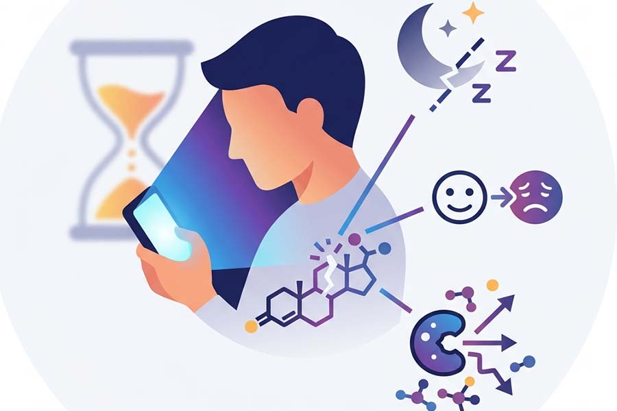 Screen time can cause hormone disruption. Graphics: Thien Nhan