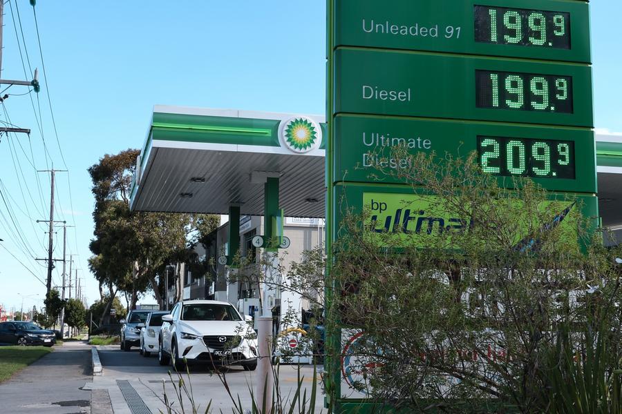 A gas station in Melbourne, Australia, March 9, 2026. Photo: Xinhua