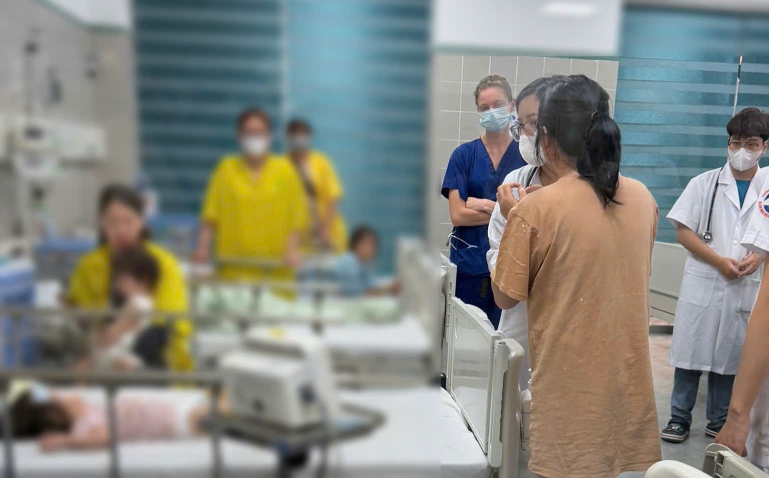 Cháu bé được đưa đến bệnh viện cấp cứu kịp thời. Ảnh: Công an cung cấp