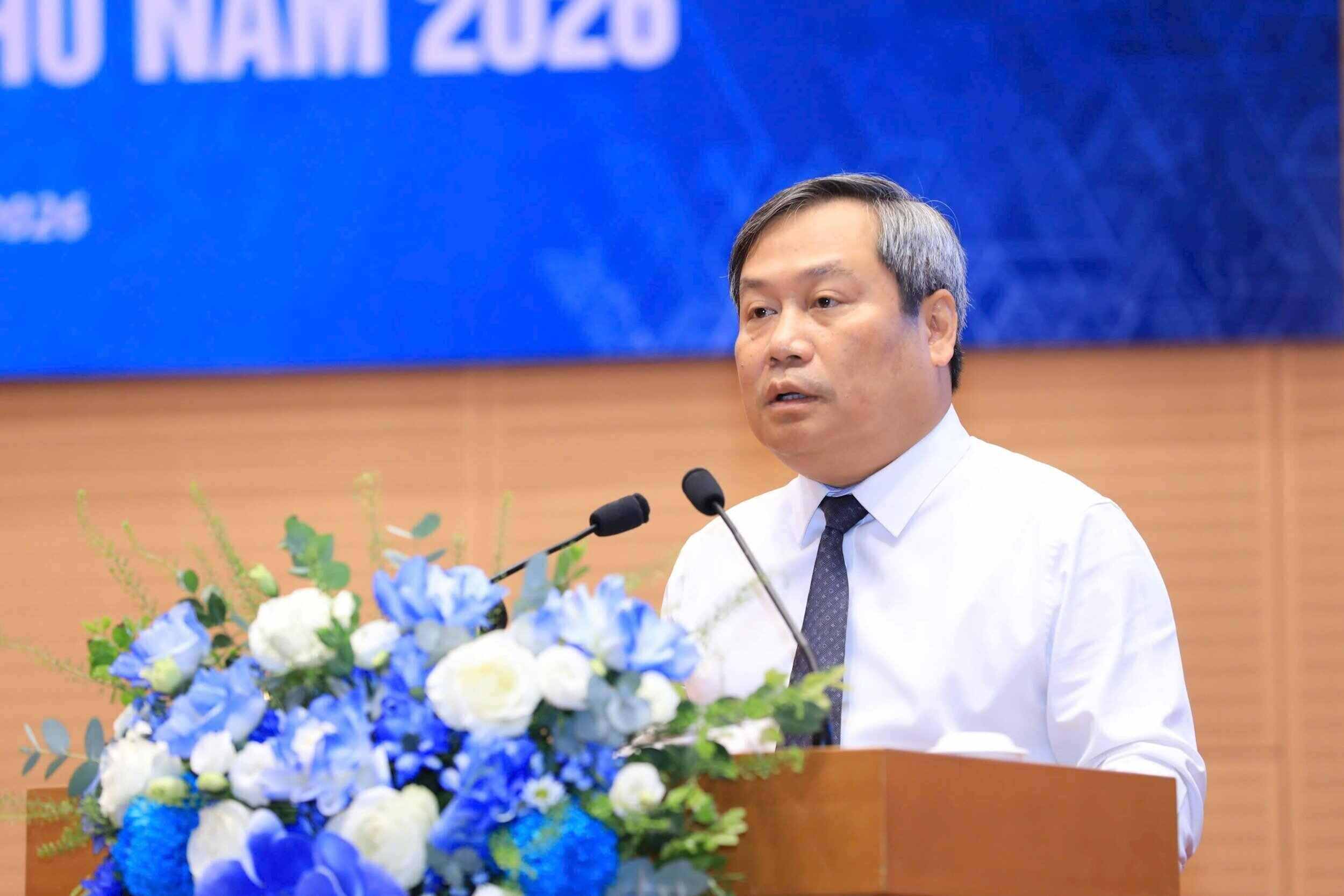 Chairman of Hanoi People's Committee Vu Dai Thang delivered a concluding speech at the conference. Photo: Viet Thanh