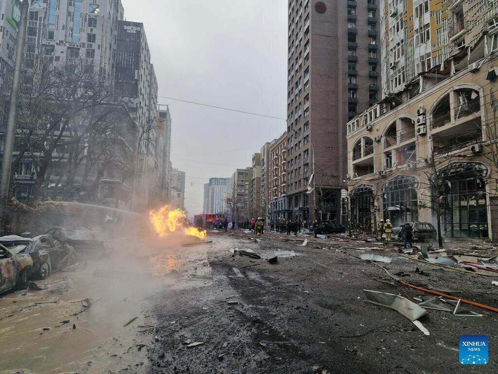 ロシアの攻撃で被害を受けたウクライナの首都キエフ。写真:新華社