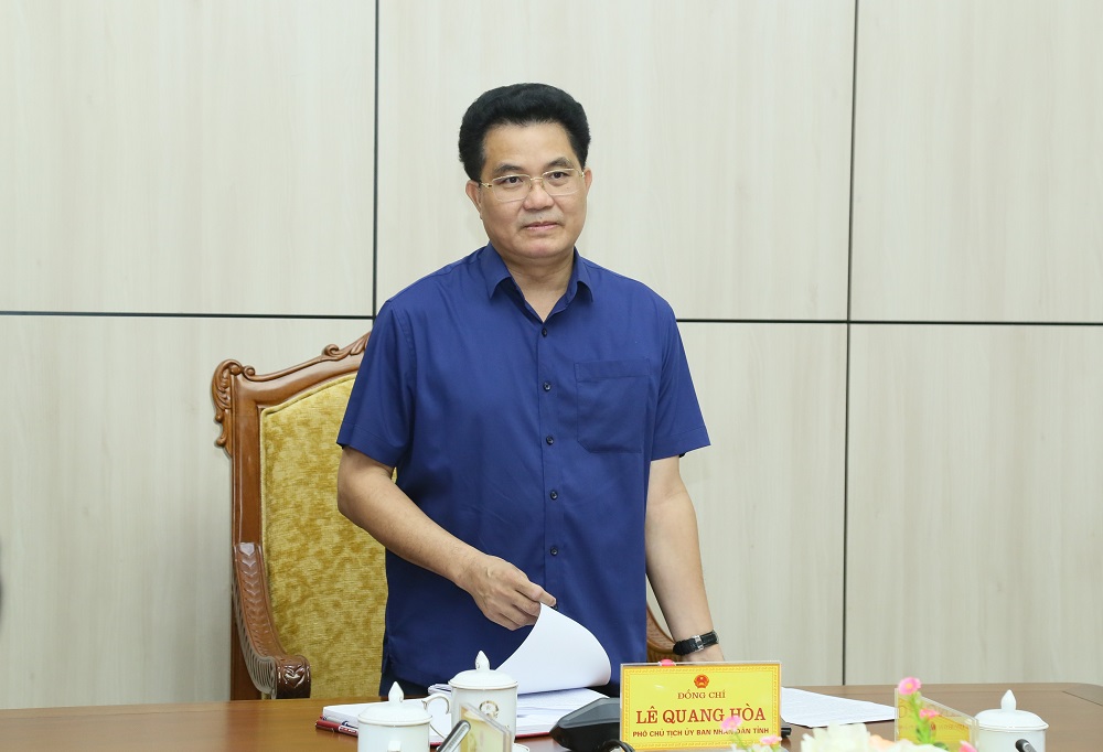 Phó Chủ tịch UBND tỉnh Lê Quang Hòa phát biểu chỉ đạo tại cuộc họp. Ảnh: Tất Đạt 
