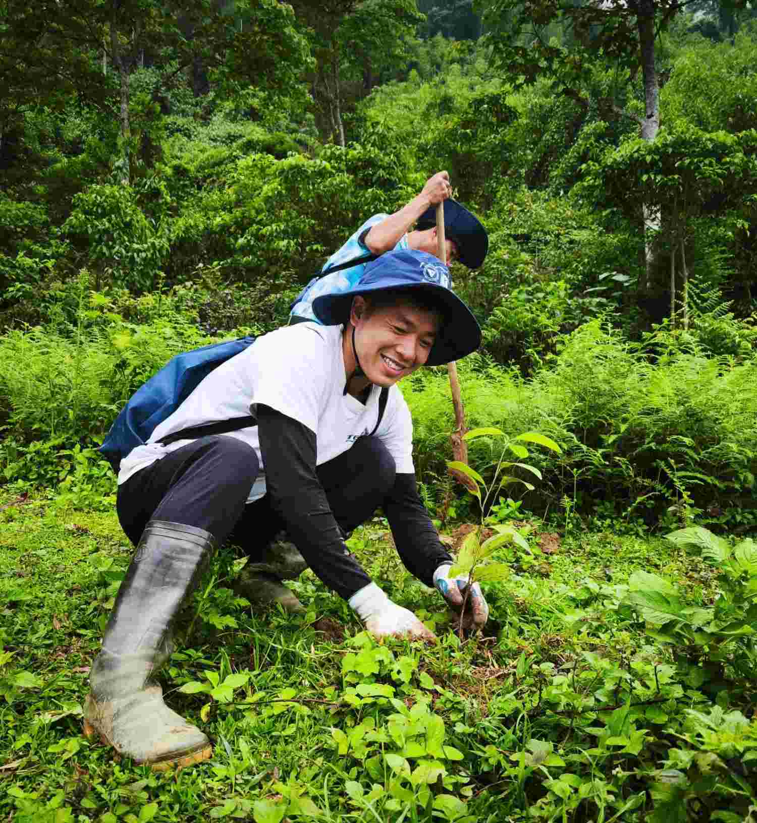 Forest restoration planting activity in Son La. Photo: Pan Nature provided