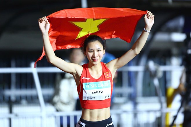 Track and field athlete Le Thi Cam Tu. Photo: Hoang Tung