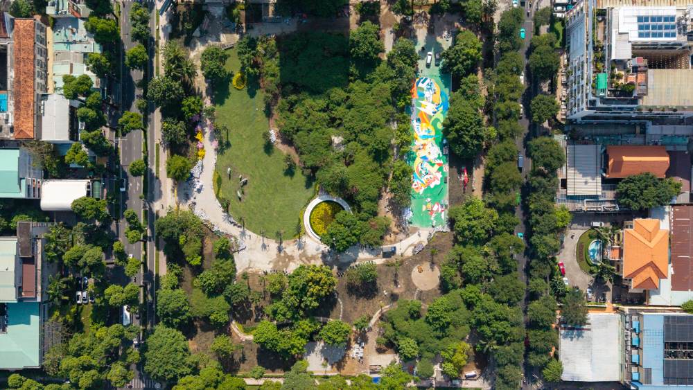 Land plot No. 8 Vo Van Tan in Ho Chi Minh City (Phan Dinh Phung gymnasium project) is being renovated into a park. Photo: Anh Tu