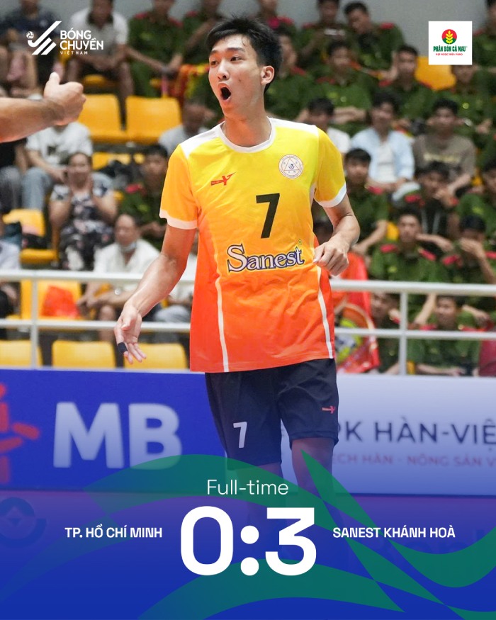 Sanest Khánh Hòa giành chiến thắng đầu tiên tại giải đấu. Ảnh: Bóng chuyền Việt Nam