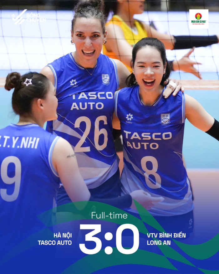 Hà Nội Tasco Auto thắng dễ VTV Bình Điền Long An. Ảnh: BCVN