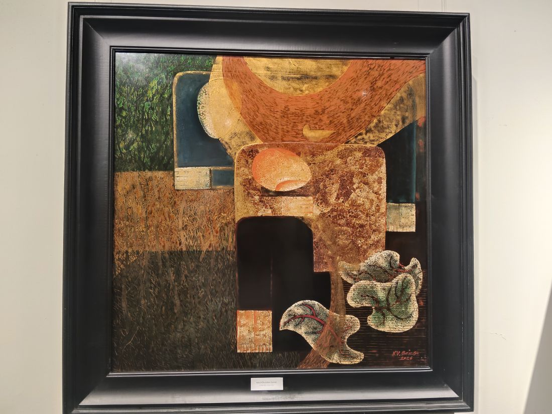 Tranh sơn mài của họa sĩ Nguyễn Đình Bảng. Ảnh: Thanh Trúc