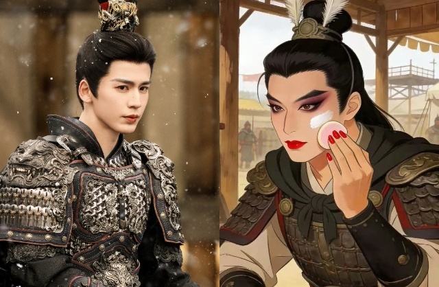 Trương Lăng Hách bị chế giễu vì hình tượng chiến tướng son phấn. Ảnh: Nhà sản xuất 