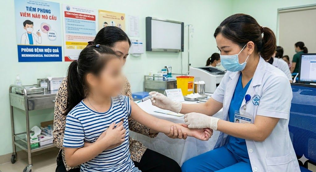 La gente de Ca Mau va a vacunarse contra la meningitis meningocócica. Foto: Nhat Ho