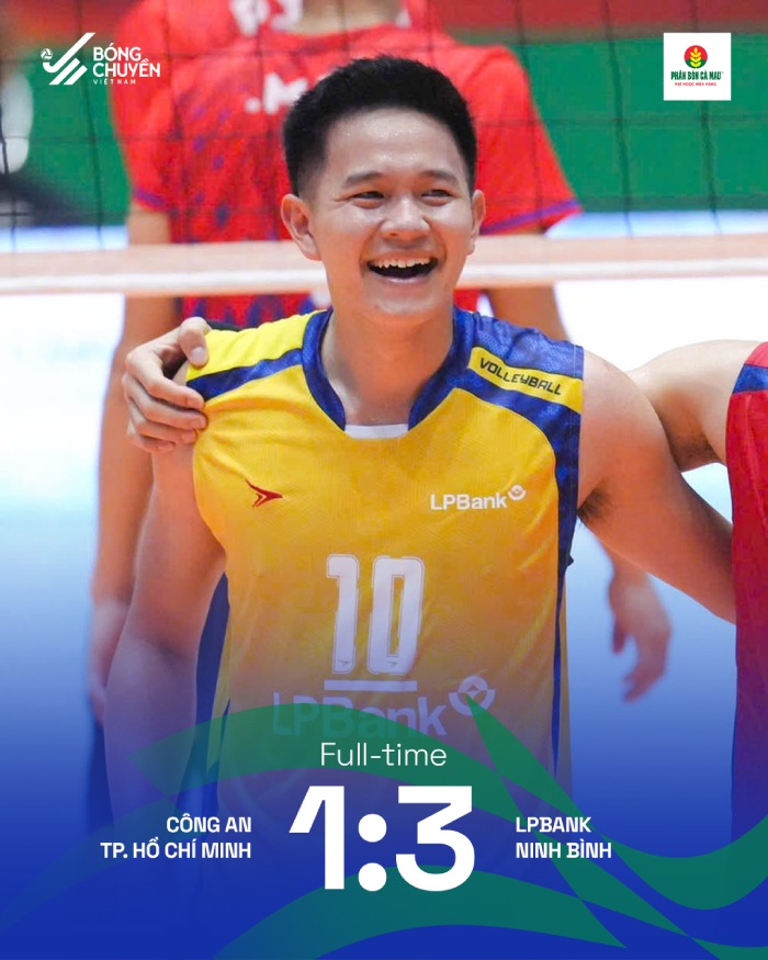 LPB Ninh Bình đánh bại Công an TPHCM. Ảnh: Bóng chuyền Việt Nam