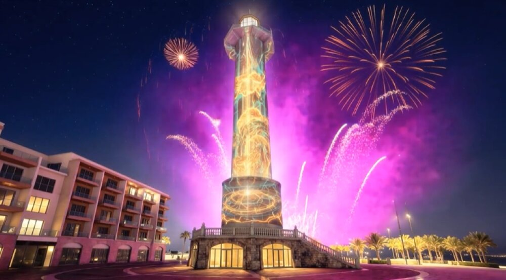 Màn trình diễn 3D mapping kỳ ảo cùng pháo hoa rực rỡ tại VUI-Fest Ha Long. Ảnh: Thanh Sơn