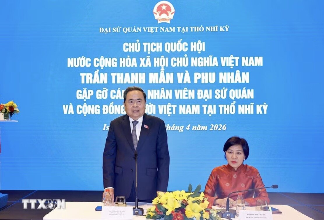 Politburo Member, National Assembly Chairman Tran Thanh Man speaks. Photo: VNA