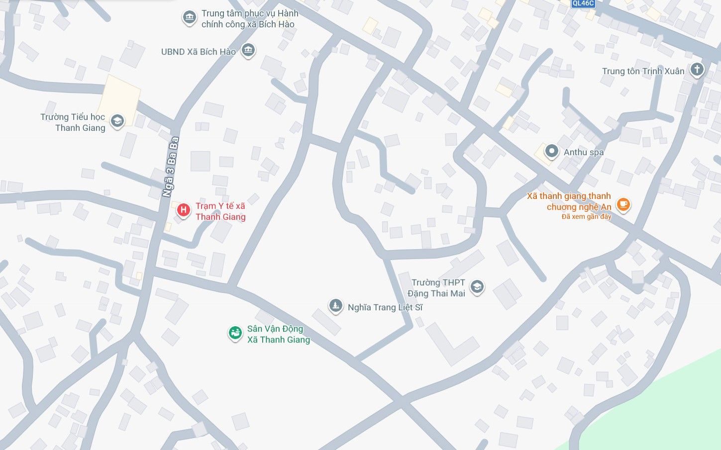 Bich Hao commune area (Nghe An), where the Commune People's Council just dismissed the Chairman of the Commune People's Committee. Photo: Google Maps