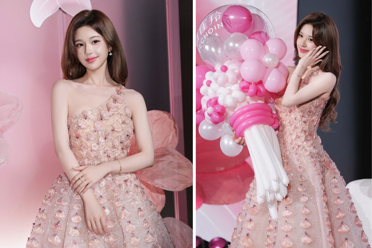 Triệu Lộ Tư diện thiết kế thuộc bộ sưu tập Xuân Hè 2026 Couture của Phan Huy. Ảnh: Xinhua