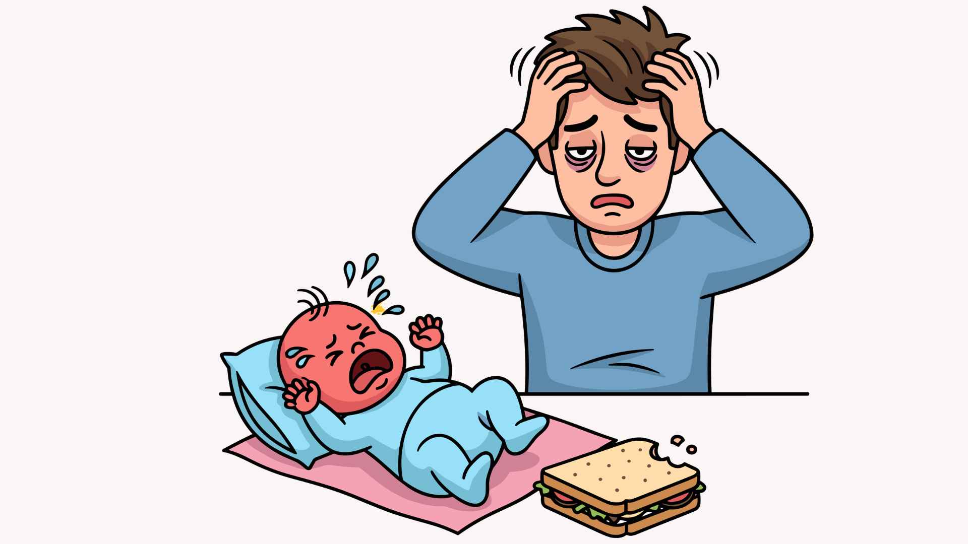 Signs of baby sleep deprivation that parents need to recognize early to avoid their child crying all day. Graphic photo: Hoang Loc.