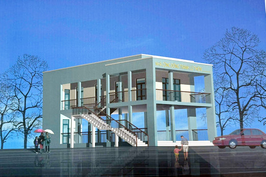 Uno de los 3 diseños de casas comunitarias combinadas con prevención de inundaciones propuestos por el Departamento de Construcción de la provincia de Dak Lak para su implementación. Foto: TTXVN