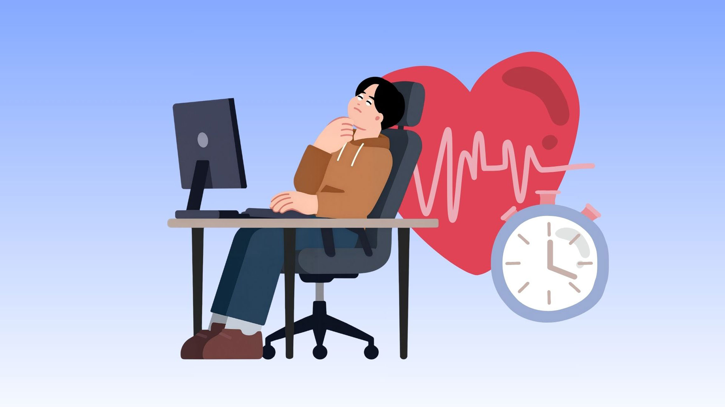 The habit of sitting for a long time increases the risk of cardiovascular disease.