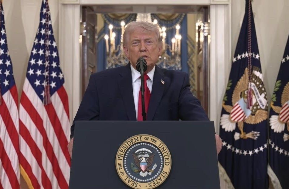 President Donald Trump speaks to the nation about the Iran war, on the evening of April 1 (US time). Photo: Xinhua