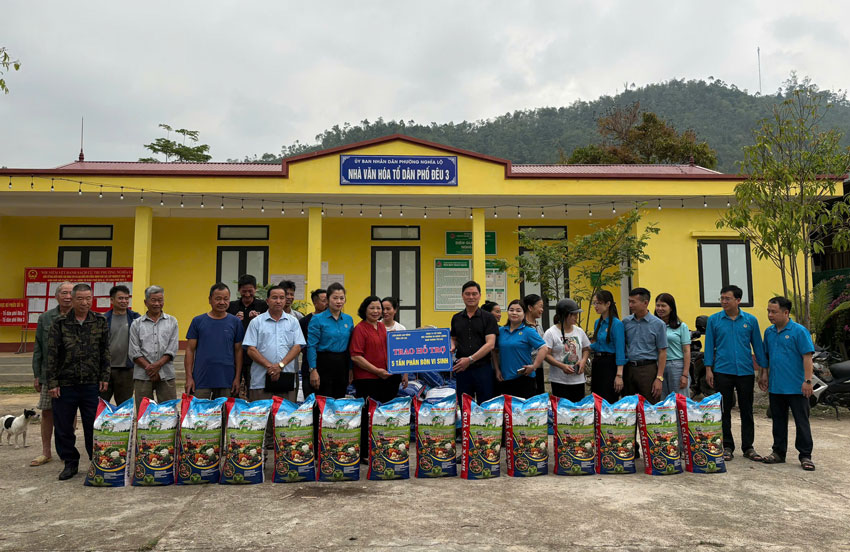 Trao “cần câu” sinh kế cho người dân vùng giông lốc Nghĩa Lộ. Ảnh: Bảo Nguyên