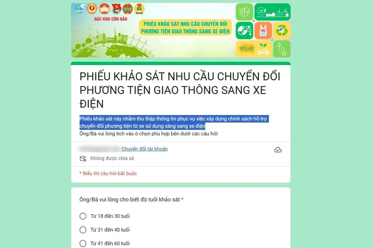 People participate in an online survey of the need to switch from gasoline cars to electric vehicles. Photo: Thanh An