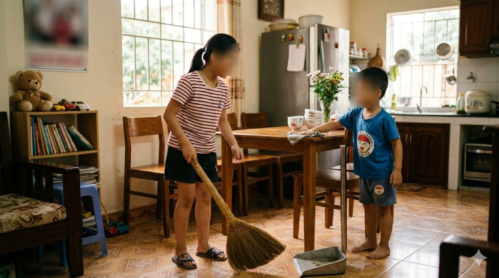 A fine of between VND 20,000,000 and VND 30,000,000 for one of the acts of forcing children to do overtime housework. Photo: Pham Dong