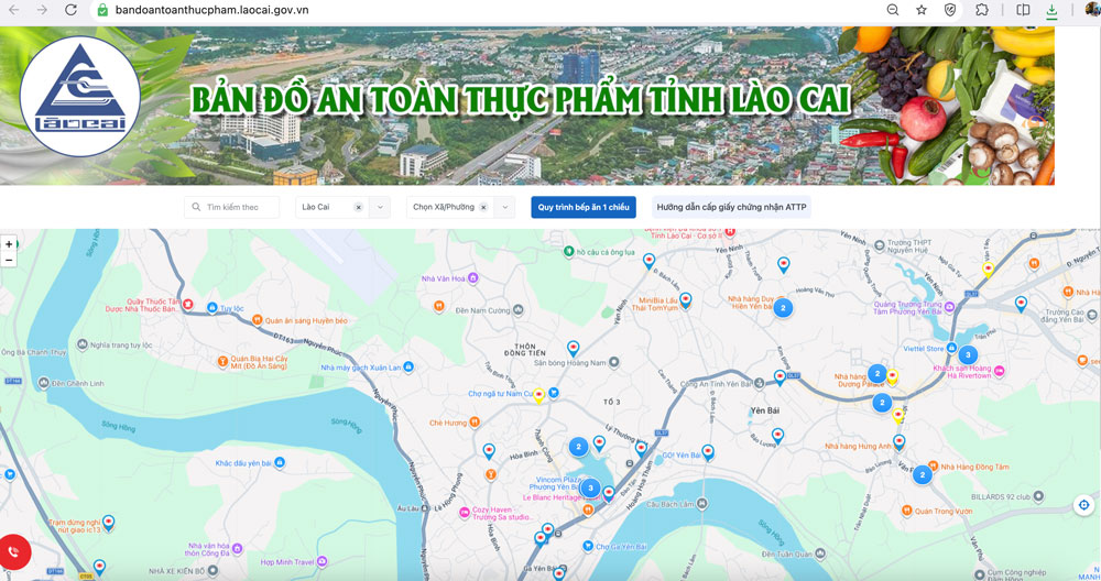 Lao Cai Provincial Digital Food Safety Map" system. Photo: Nguyen Hien